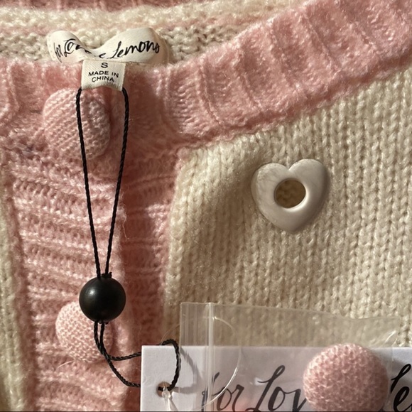 NWT For Love and Lemons Cropped Lovejoy Metallic Hearts Sweater Cardigan S - Picture 3 of 6